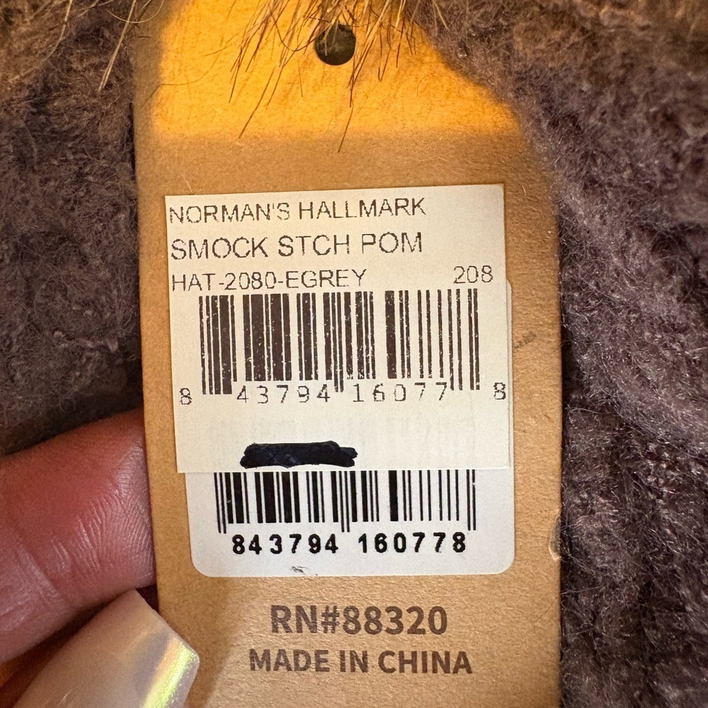 C.C Brown Knit Beanie with Faux Fur Pom - Picture 4 of 14